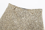 Sequins Mid-waist Casual Shorts - Piña Colada