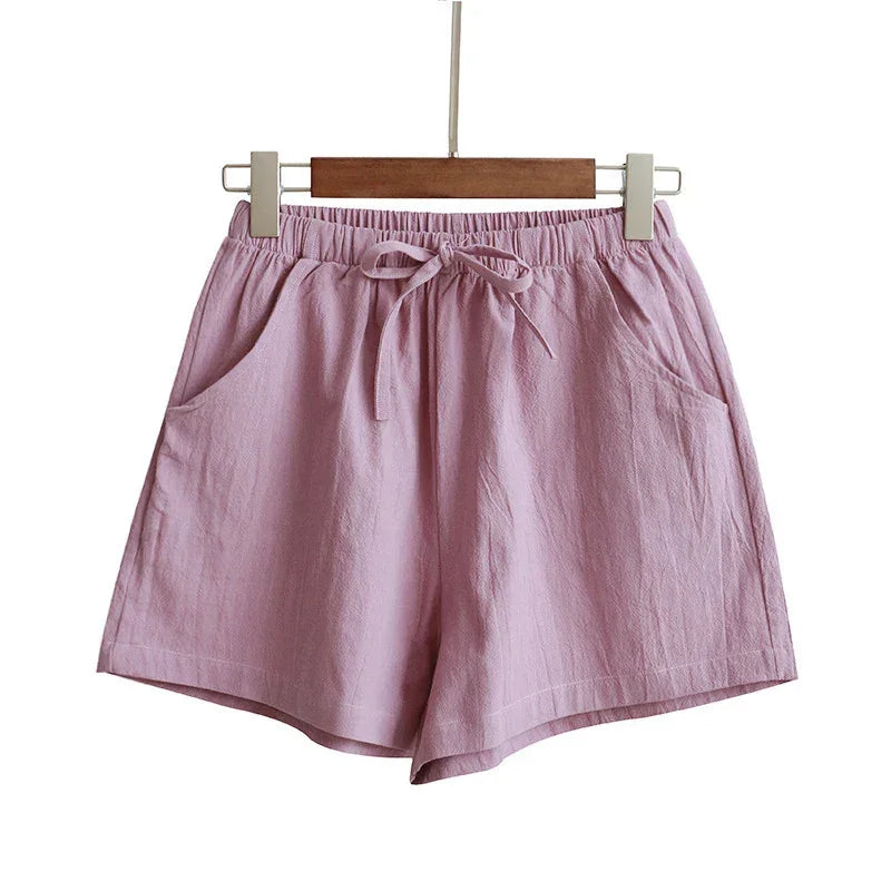 Summer Women Cotton Linen Shorts - Piña Colada