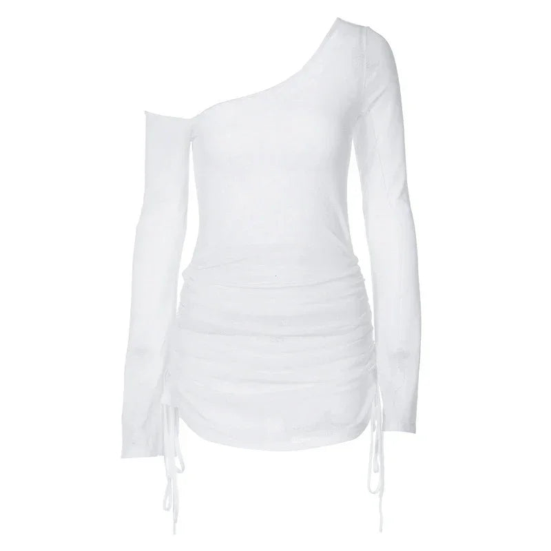 Solid Ruched Straps Lace-Up See Through - Piña Colada