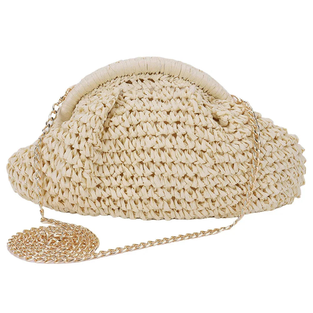 Straw Woven Bag Chain Strap - Piña Colada