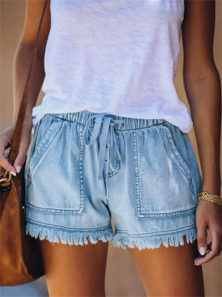 Denim Shorts Elastic Waist - Piña Colada