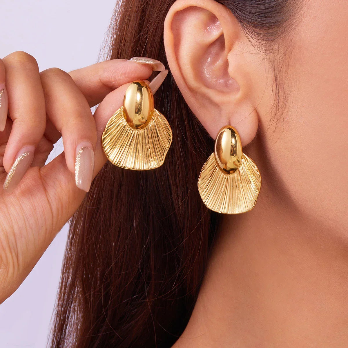 Vintage Gold Color Irregular Earrings - Piña Colada