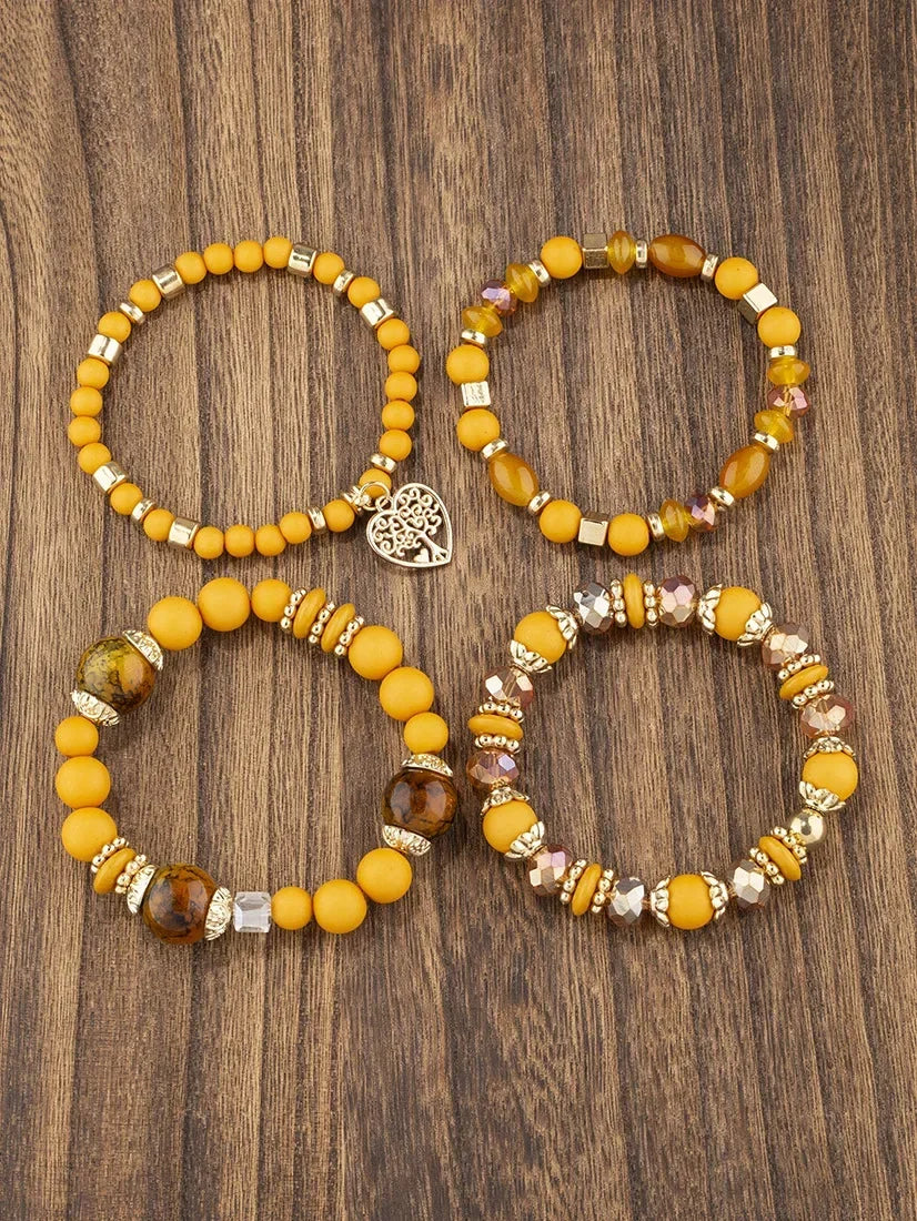 Boho Acrylic Beads Bracelet Set - Piña Colada