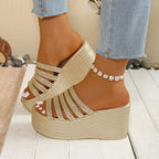 Wedge Slides 9cm High Heels - Piña Colada