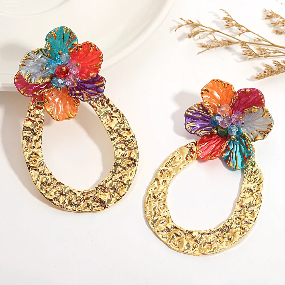 Petal Flower Water Drop Earrings