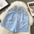 High-Rise Wide Leg Shorts - Piña Colada