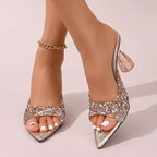 Crystal High Heels Sandals - Piña Colada