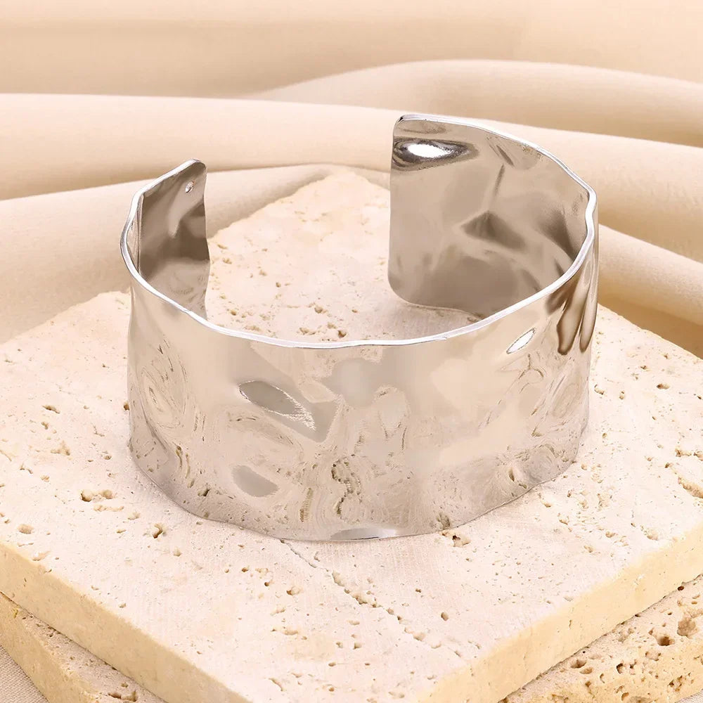 Stainless Steel Wide Bangles - Piña Colada