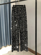 Sequined Wide-Leg Floor-Length Pants – High Waist Streetwear - Piña Colada