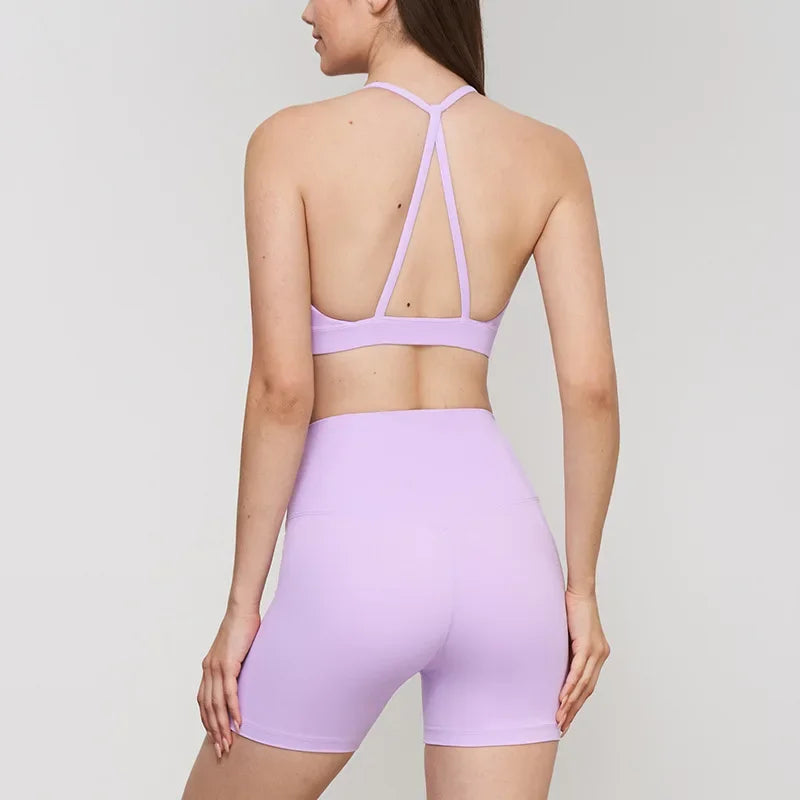 Yoga Shorts Sets High Waist Shorts Breathable