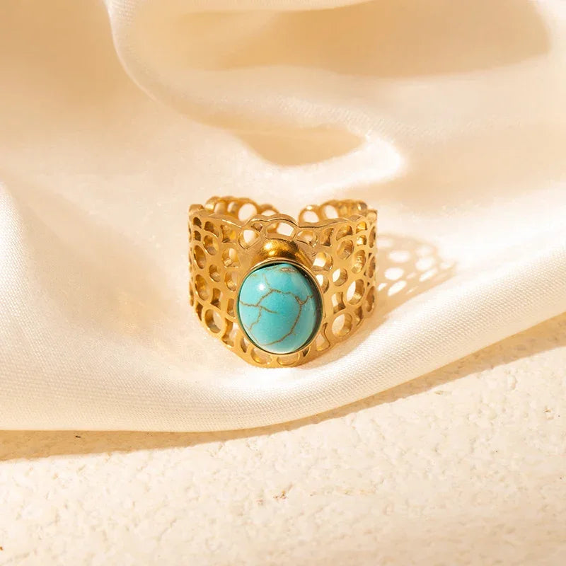 Colorful Stone Open Band Ring - Piña Colada
