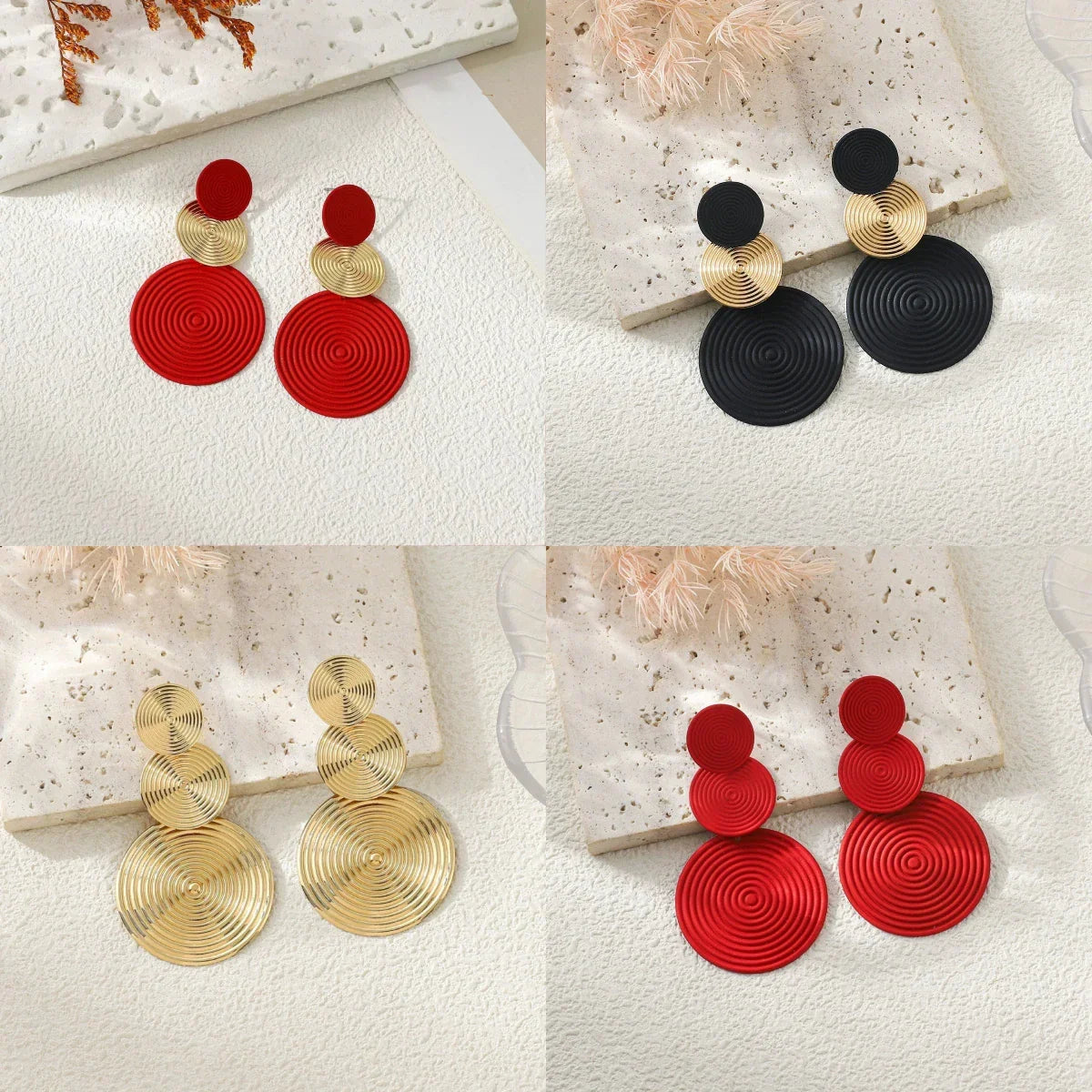 Dangle Earrings Trio Circle - Piña Colada