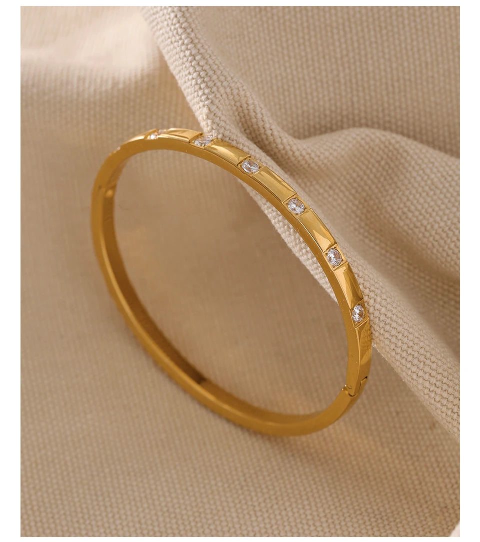 Zirconia Stainless Steel Wrist Bangle