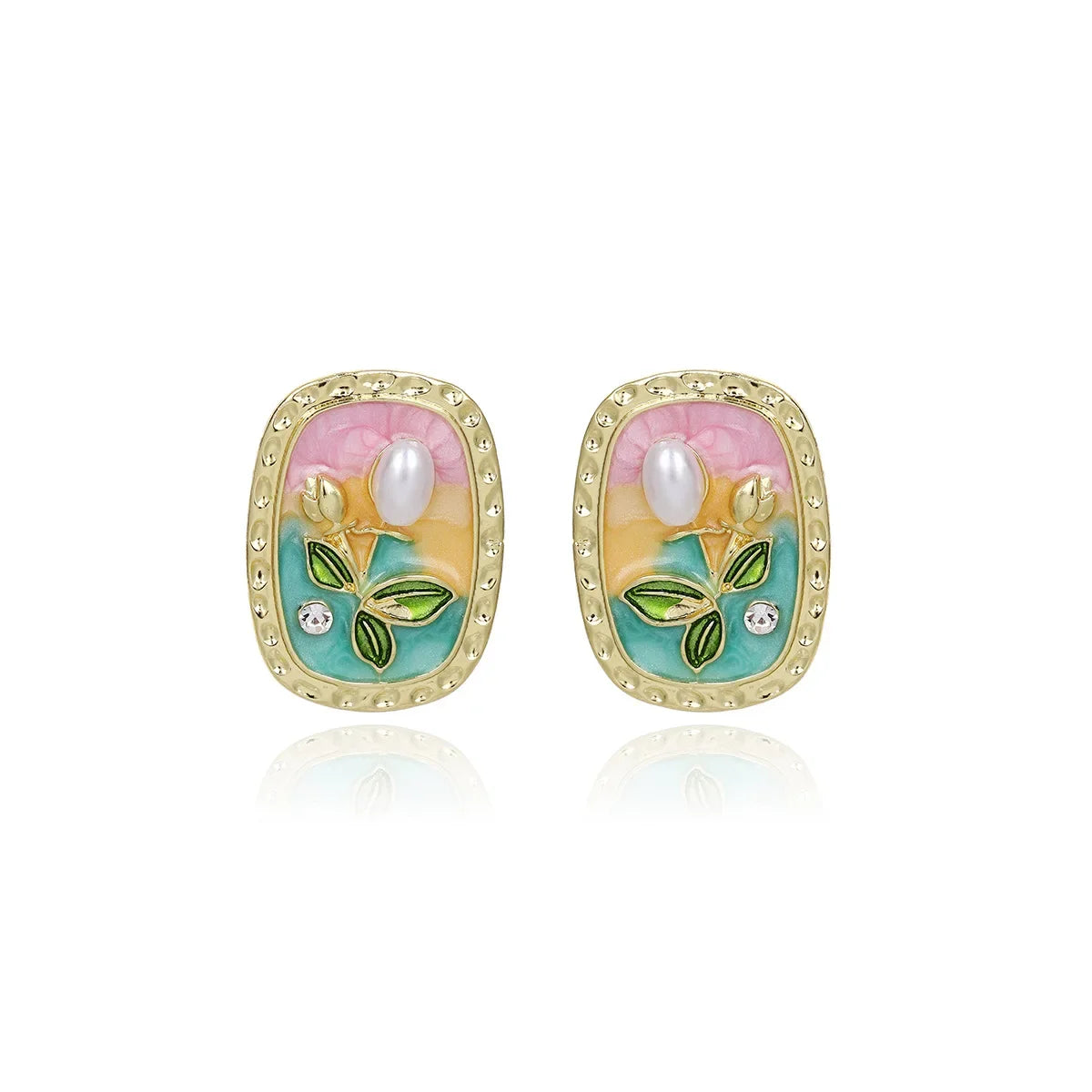 Painting Texture Earrings - Piña Colada