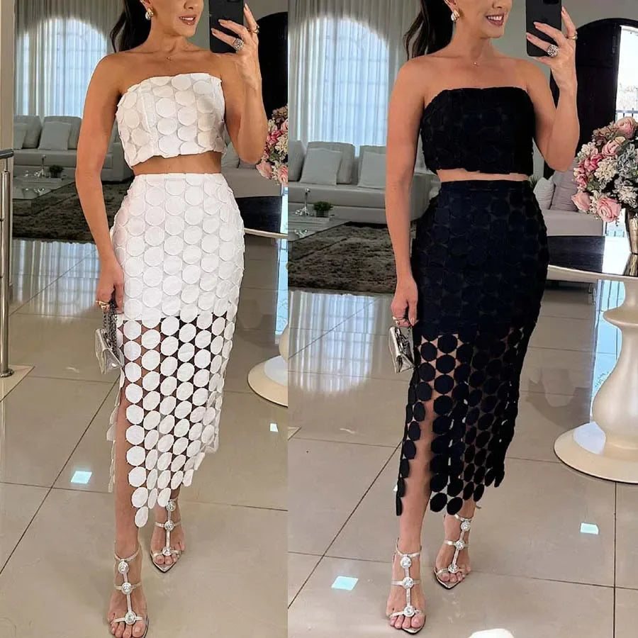 Casual Knit Zipper Maxi Skirt - Piña Colada