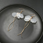 White Flower Tassel Earrings - Piña Colada