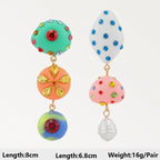 Boho Multicolor Beaded Crystal Dangle Earrings - Piña Colada
