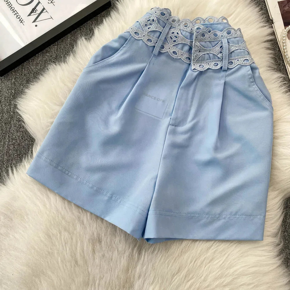 High-Rise Wide Leg Shorts - Piña Colada