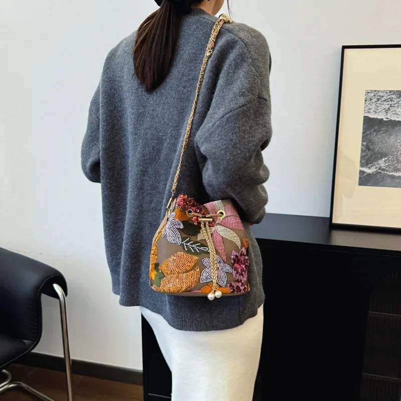 New Artistic Shoulder Bag Women Fashionable Sequins Crossbody - Piña Colada
