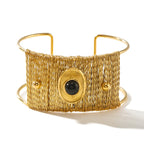 Wide Natural Stone Bracelet - Piña Colada