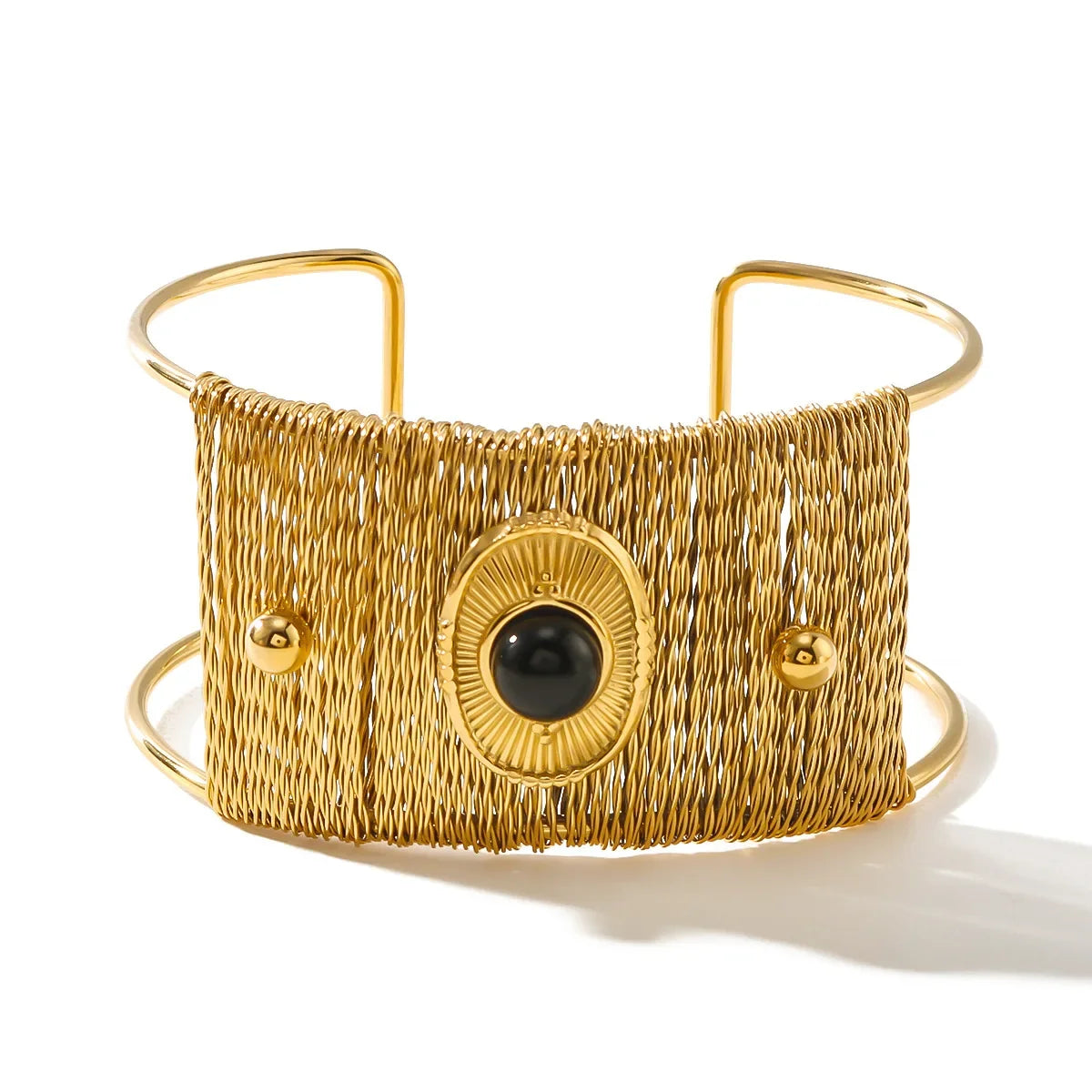 Wide Natural Stone Bracelet - Piña Colada