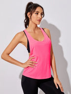 Hollow Solid Color Sports Blouse