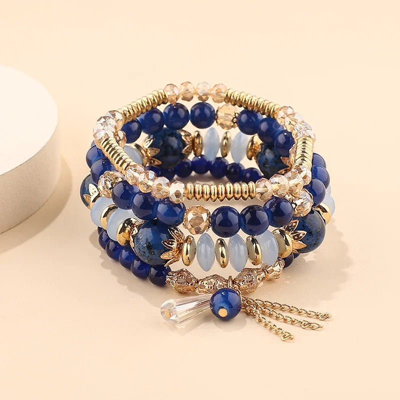 4Pcs New Tassel Charm Beads Bracelet - Piña Colada