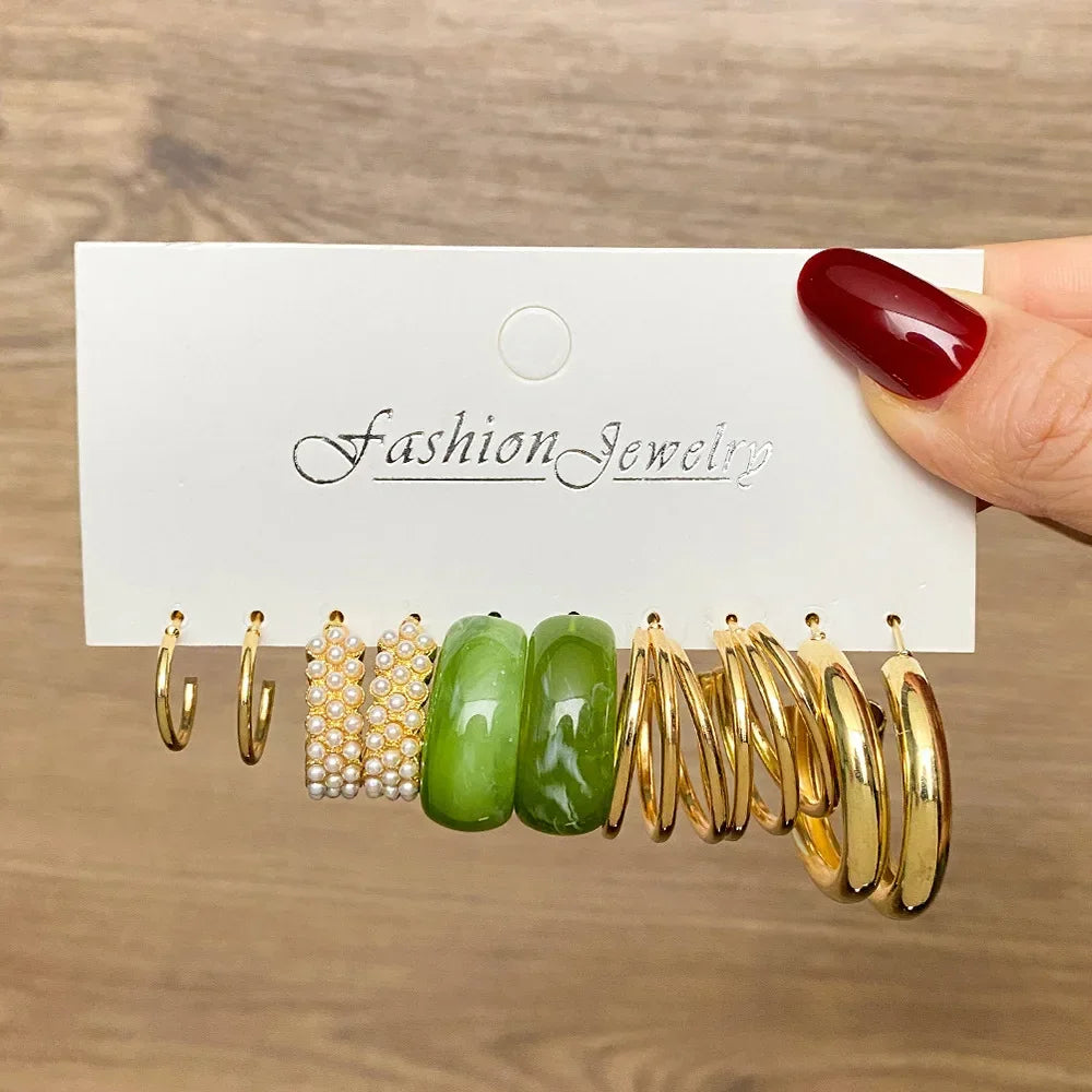 Vintage Pearl Circle Hoop Earring - Piña Colada