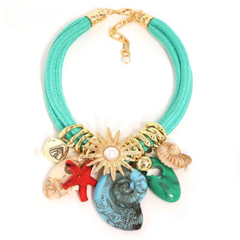 Vintage Floral Acrylic Pendant Necklace