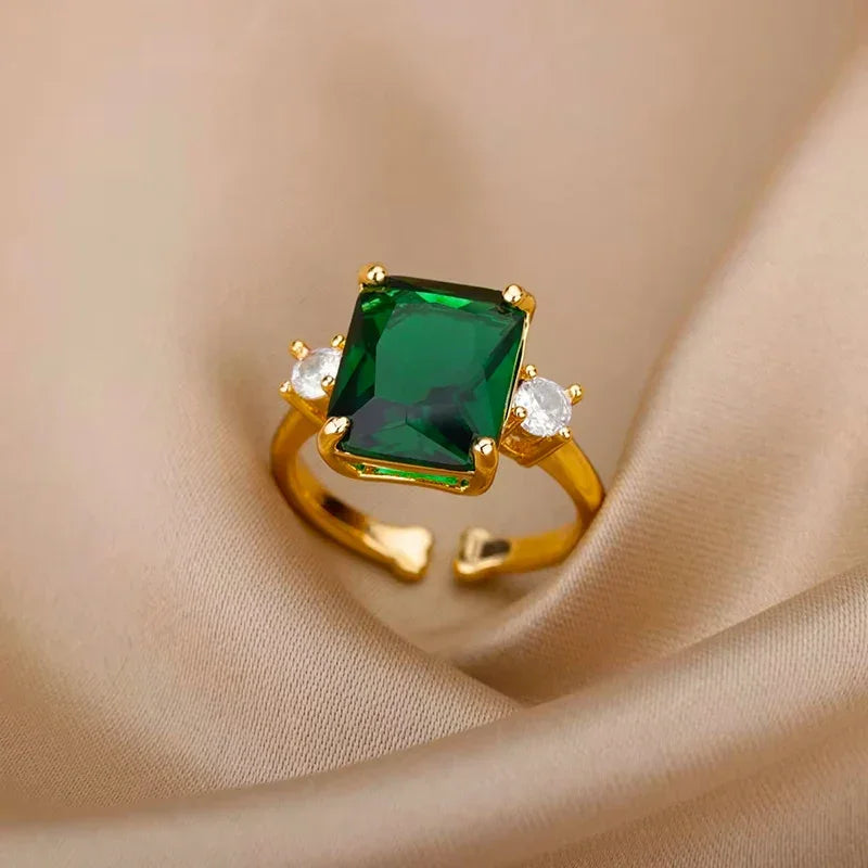Stainless Steel Green Zircon - Piña Colada