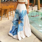 Floral Print A-Line Half Body Skirt - Piña Colada