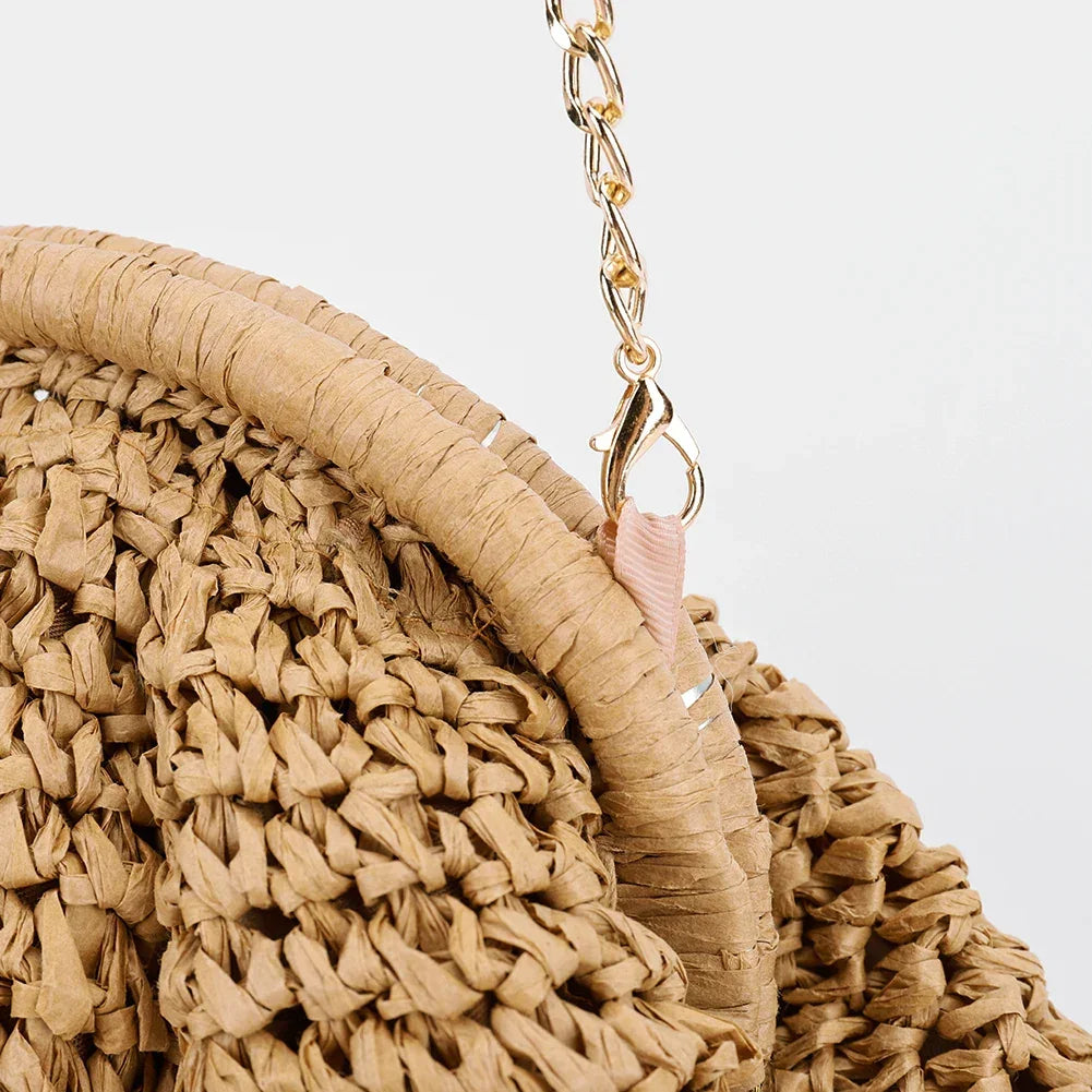 Straw Woven Bag Chain Strap - Piña Colada
