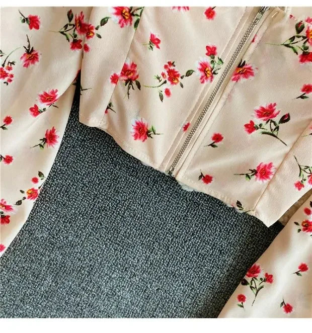 Floral Print Chiffon Top High Waist - Piña Colada