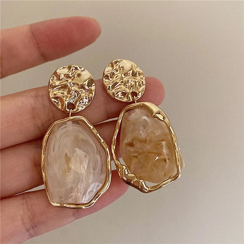 Geometry Irregularity Resin Stud Earrings - Piña Colada