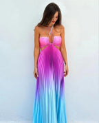 Gradient Dopamine Neckline Sleeveless Dress - Piña Colada