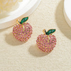 Boho Fruit Stud Earrings – Rhinestone Beaded Watermelon, Cherry, Lemon & Peach Summer Jewelry - Piña Colada