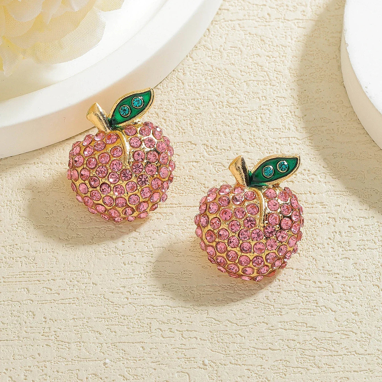 Boho Fruit Stud Earrings – Rhinestone Beaded Watermelon, Cherry, Lemon & Peach Summer Jewelry - Piña Colada