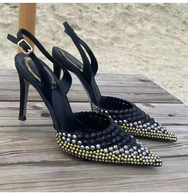 Luxury Rhinestones Gradient Slingbacks Pumps - Piña Colada