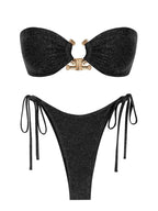 Solid Ring Detail Bikini Set - Piña Colada