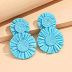 Sunflower Bohemian Hand-Woven Raffia Earrings - Piña Colada