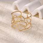 Vintage Gold Stainless Steel Hollow Leaf - Piña Colada