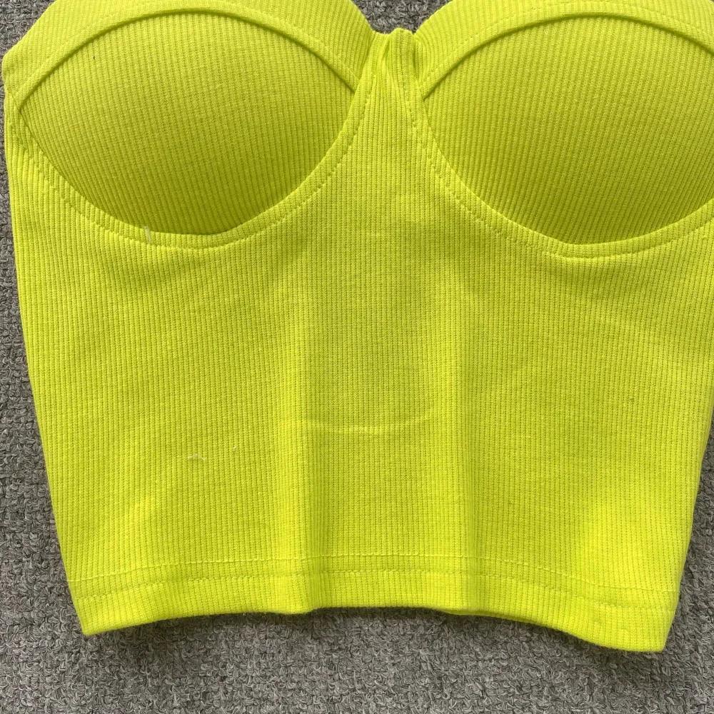 Strapless Summer Casual Crop Tops with Built In Bras - Piña Colada