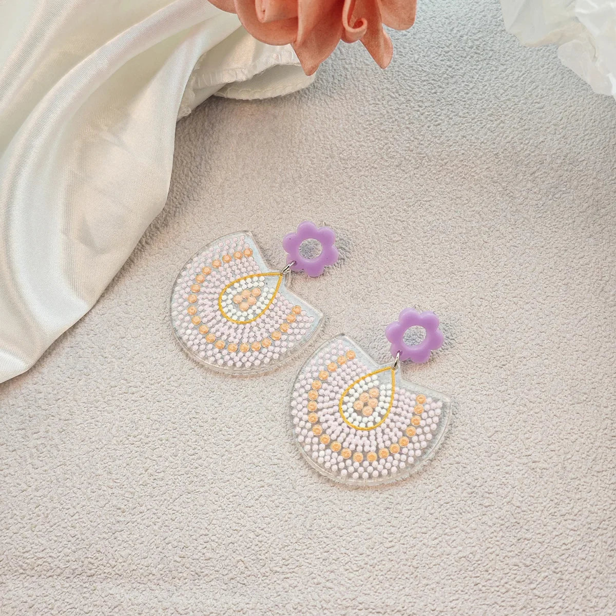 Boho Colorful Acrylic Charm Earrings - Piña Colada