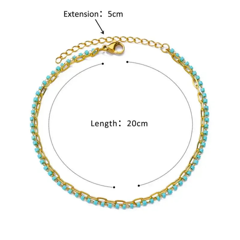 Stainless Steel Gold-Plated Anklet for Women - Piña Colada