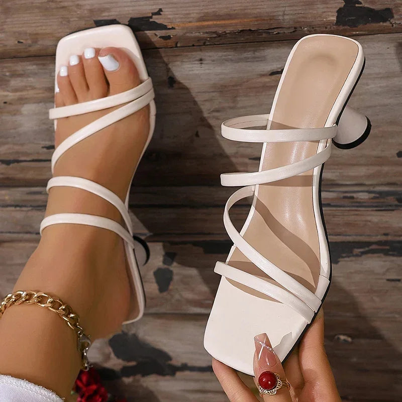 Strappy High Heel Gladiator Sandals - Piña Colada