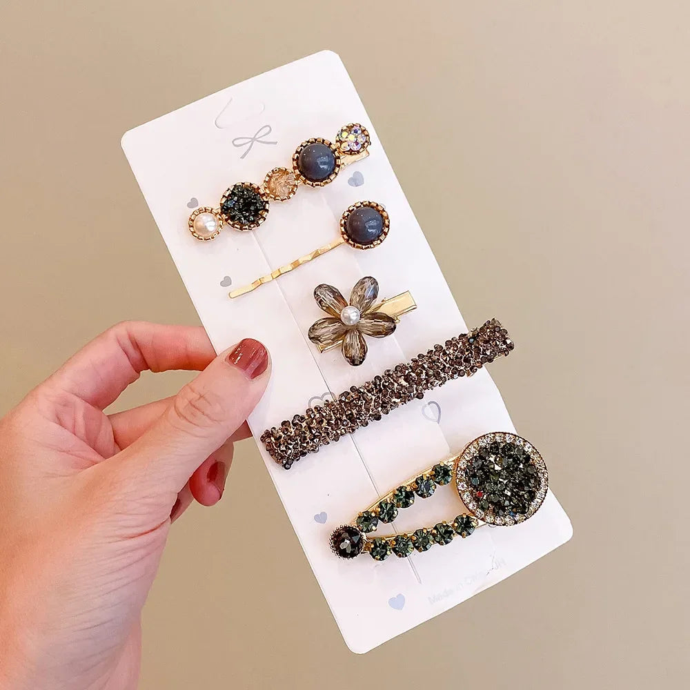 Set Metal Rhinestones Hair Clip - Piña Colada