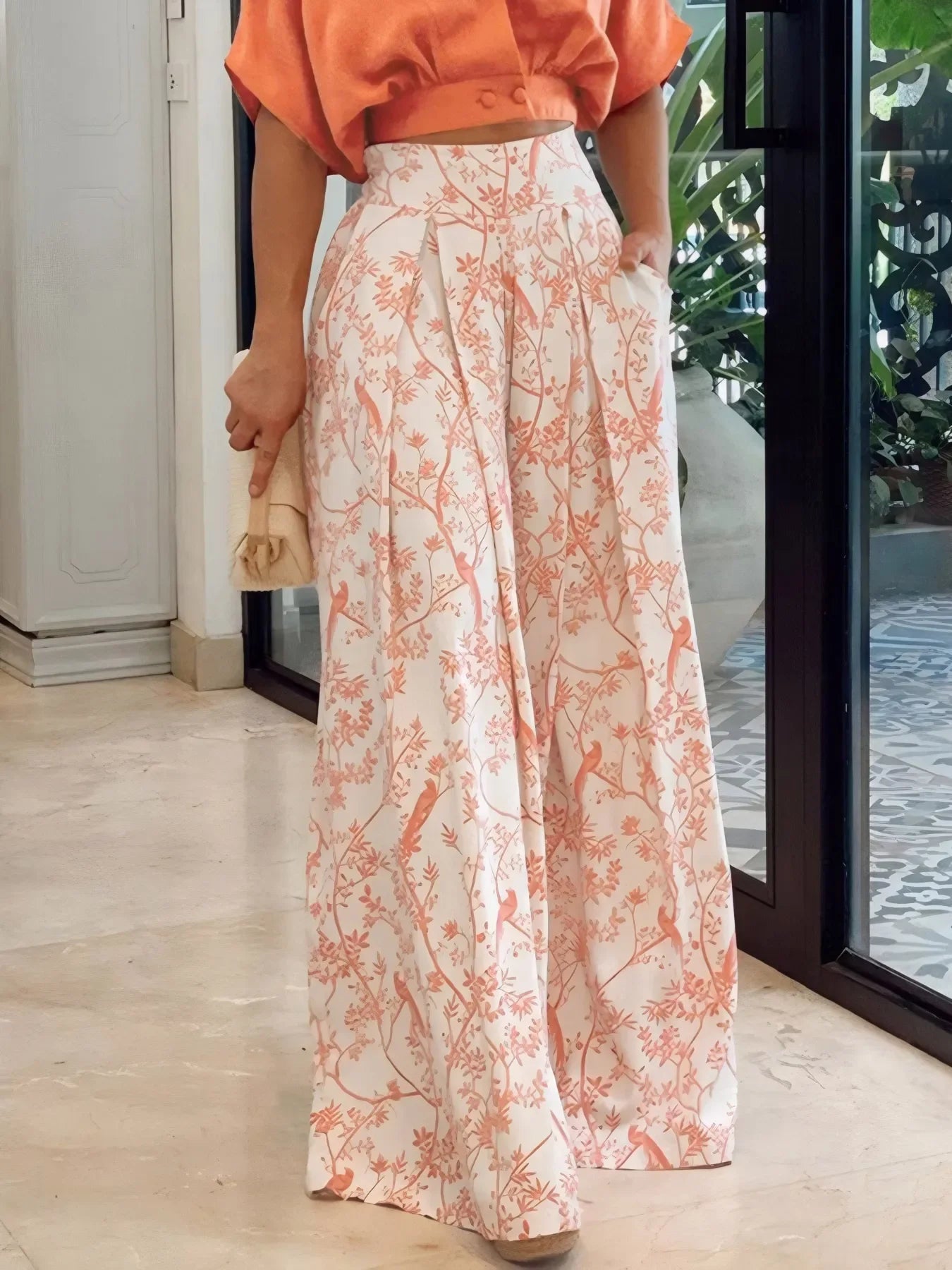 Surplice Top and High Waist Pants Set - Piña Colada