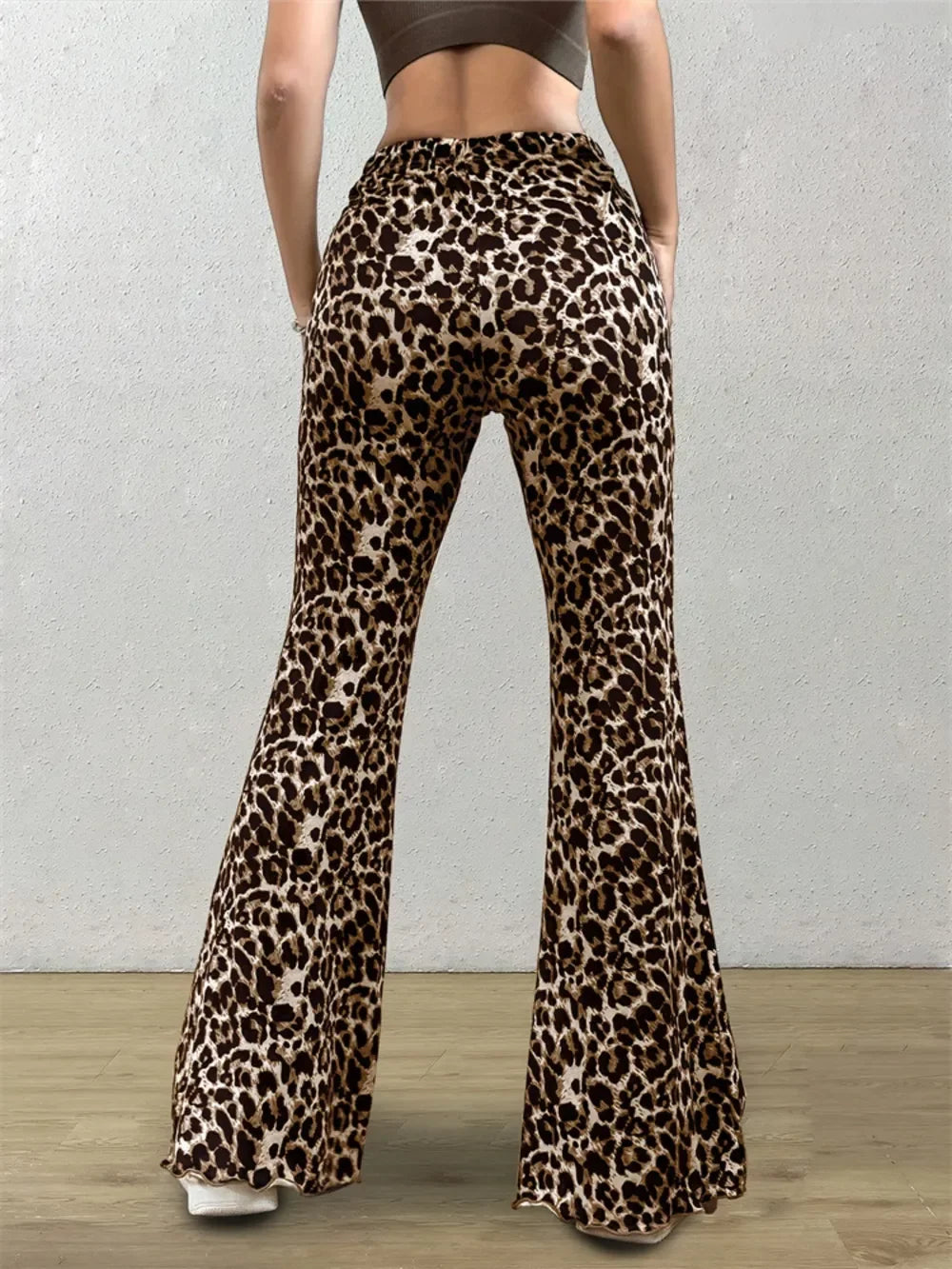 Leopard Flare Pants - Piña Colada