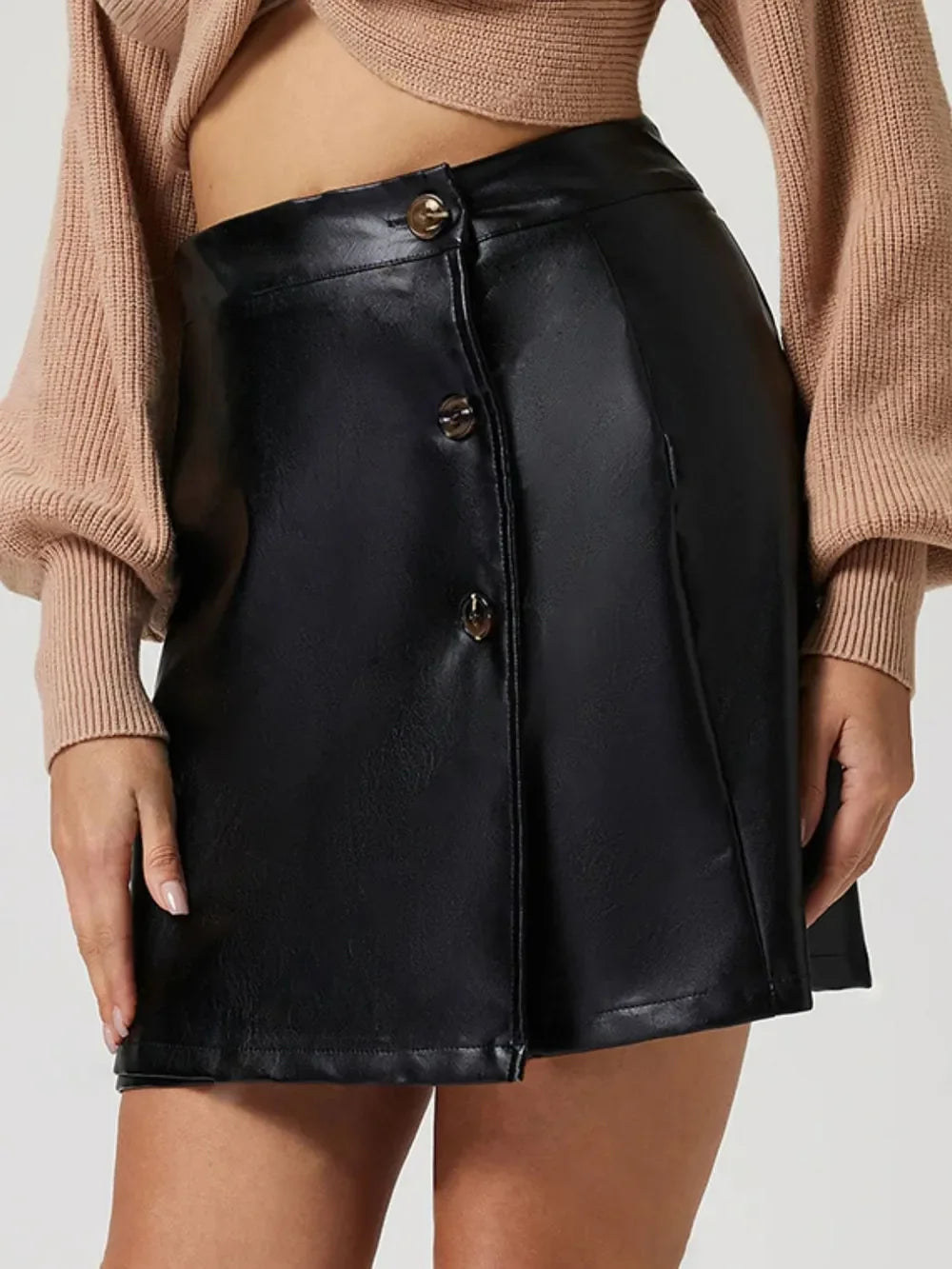 Buttoned High Rise Mini Skirt - Piña Colada