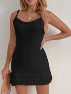 Fringe Hem Knit Cami Dress - Piña Colada